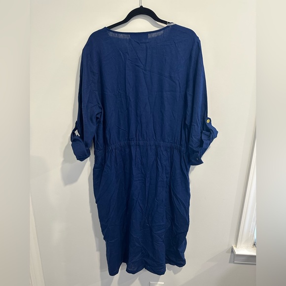 Ashley Stuart Size 20W Blue Sheath Linen Dress - Picture 2 of 7